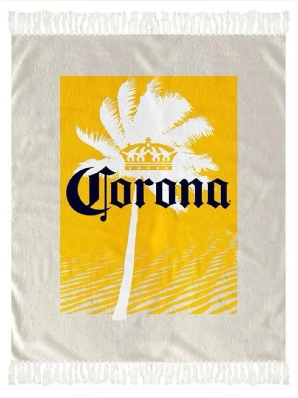 Corona Extra ~ 50 x 60 ~ Tropical Beach Blanket/Throw with Tassels, Tan & Yellow